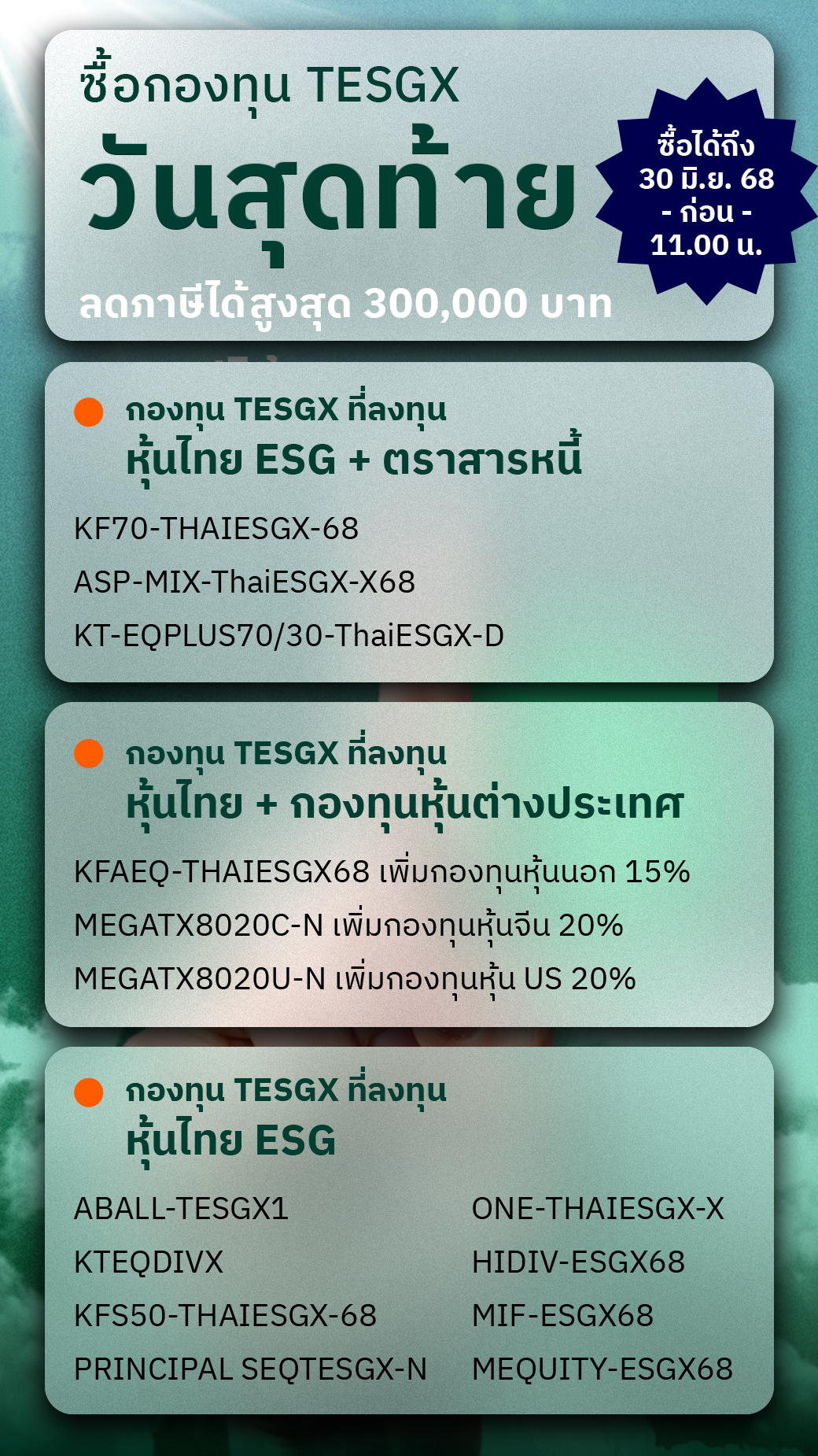 TESGX, ThaiESGX, ลดหย่อนภาษีปี 68